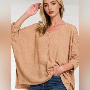 NWT Slouchy Dolman Sleeve Poncho-Style Knit Sweater